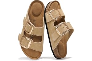 Project Cloud Genuine Leather Flat Sandals for Women 2025 Comfortable Beach Essentials Womens Sandals Memory Foam Vacation Essentials Slides for Women Footwear (Santorini)