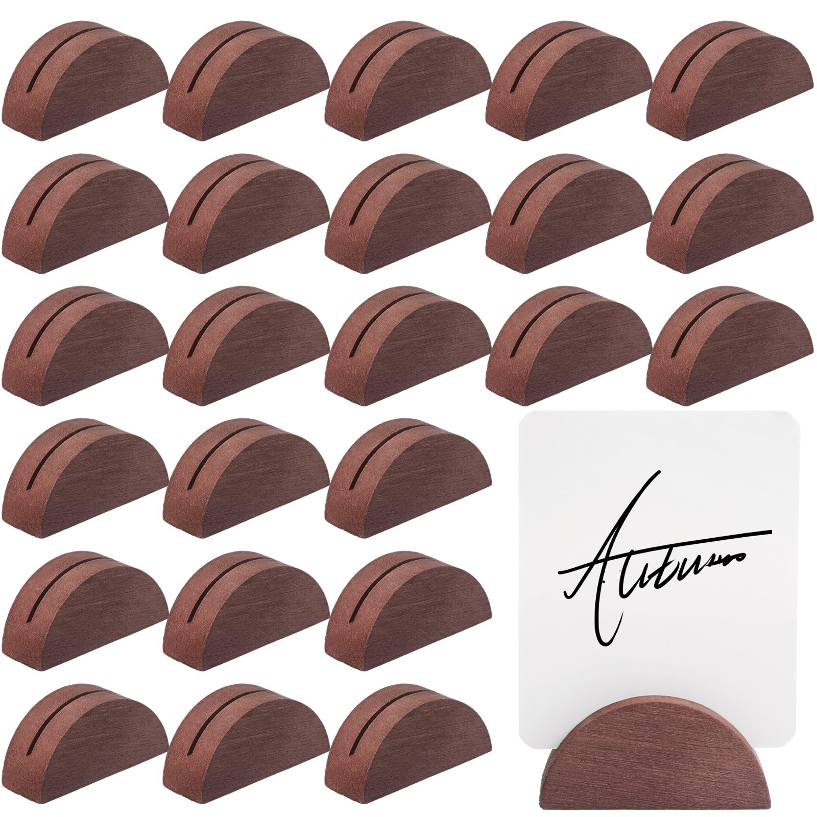 Photo 1 of Colingmill 24 Pcs Wooden Table Number Stands Indoor Lightweight Wedding Table Name Holder Semicircular Design Place Card Holders Office Tag Photo Menu Clips Banquet Birthday Party Restaurant