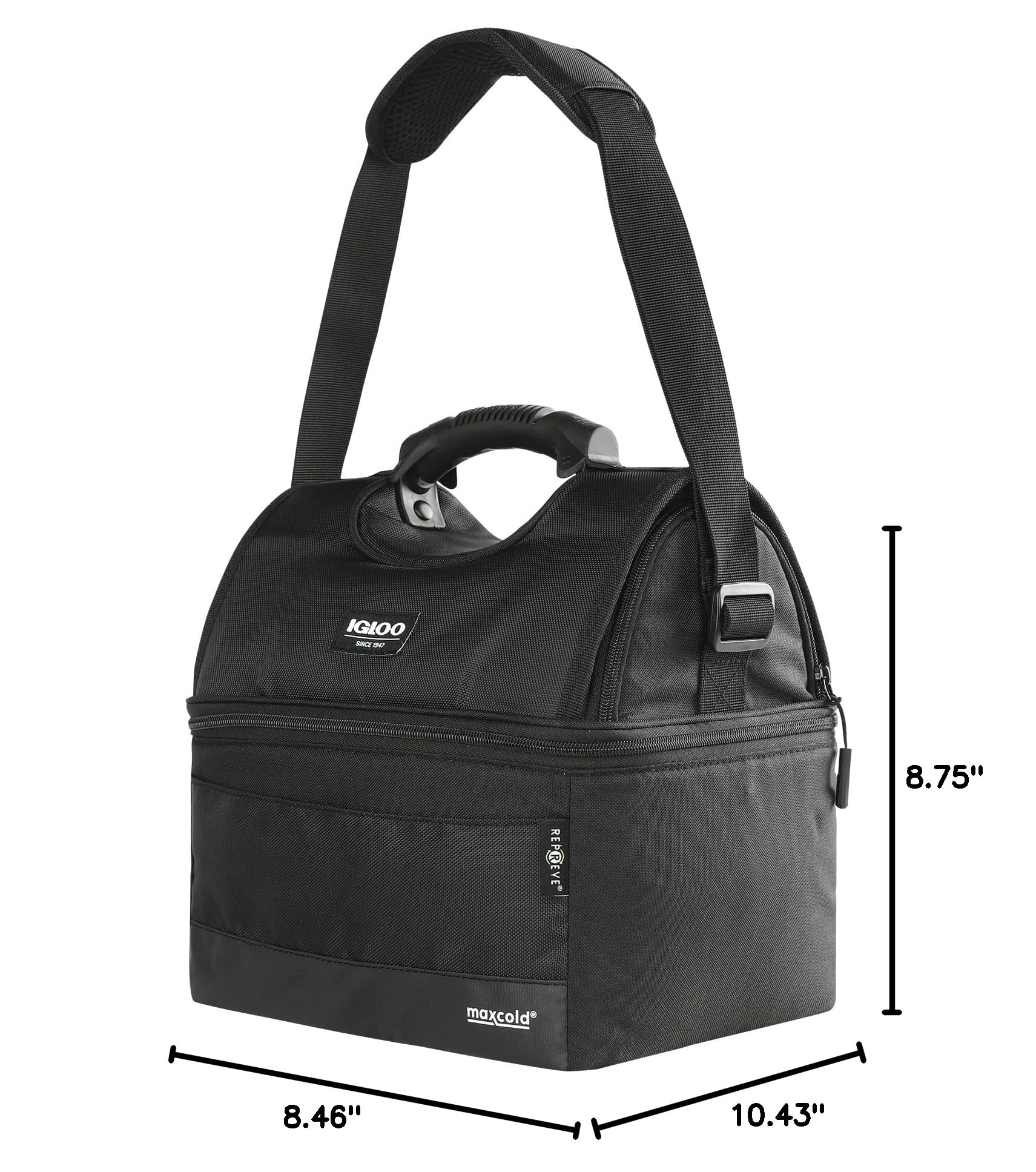 Igloo Soft Cooler Gripper Evergreen Eco Lunch Bag, 16-Can Dual Compartment Lunch Cooler, Insulated Lunch Box, Soft Sided Cooler Bag