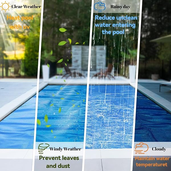 AURSK SOLAR POOL COVER,12MIL 18X9 FOOT SOLAR POOL BLANKET FOR IN-GROUND AND ABOVE GROUND SWIMMING POOLS,RECTANGULAR THERMAL POOL COVER,BLUE(9X18FT)