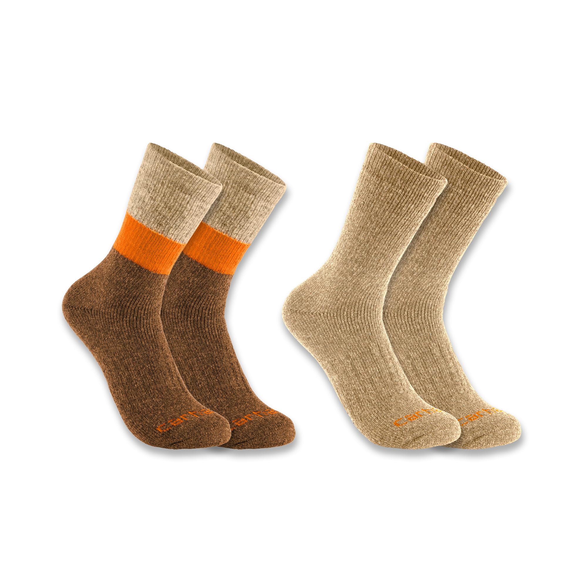 Photo 1 of Carhartt Men's SC9622M Midweight Synthetic-Wool Blend Colorblock Crew Sock 2-Pack X-Large Khaki