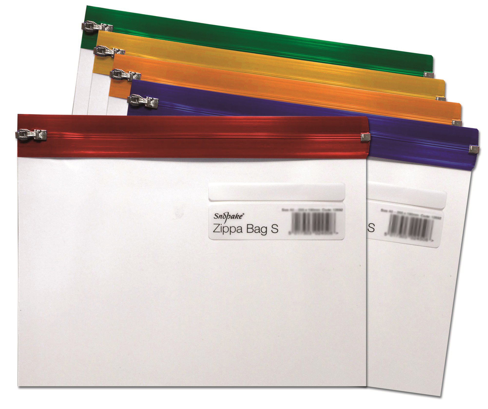 Snopake A5 Zippa-Bag ‘S’ Classic with Write-On Label [Pack of 25] 255 x 190 mm - Transparent/Assorted Zip Strips [Ref: 12722]