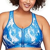 Glamorise Womens Zip Up Front-Close Sports Bra Wirefree #9266