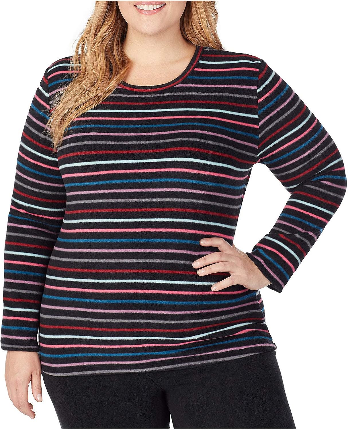 Cuddl Duds Women's Plus Size Fleecewear with Stretch Long Sleeve Crew