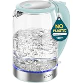 Cosori Electric Kettle, No Plastic Contact with Water, 1.7L, Green | Wide Opening, Easy to Clean, Auto Shut-Off, Boil-Dry Protection, Tea Kettle, Hot Water Boiler, Borosilicate Glass, 1500W