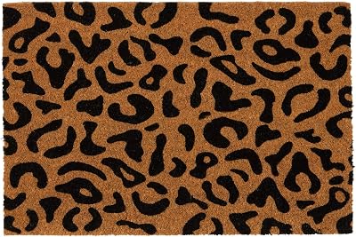 Nicola Spring Coir Door Mat Leopard 60 x 40cm Non Slip Backing