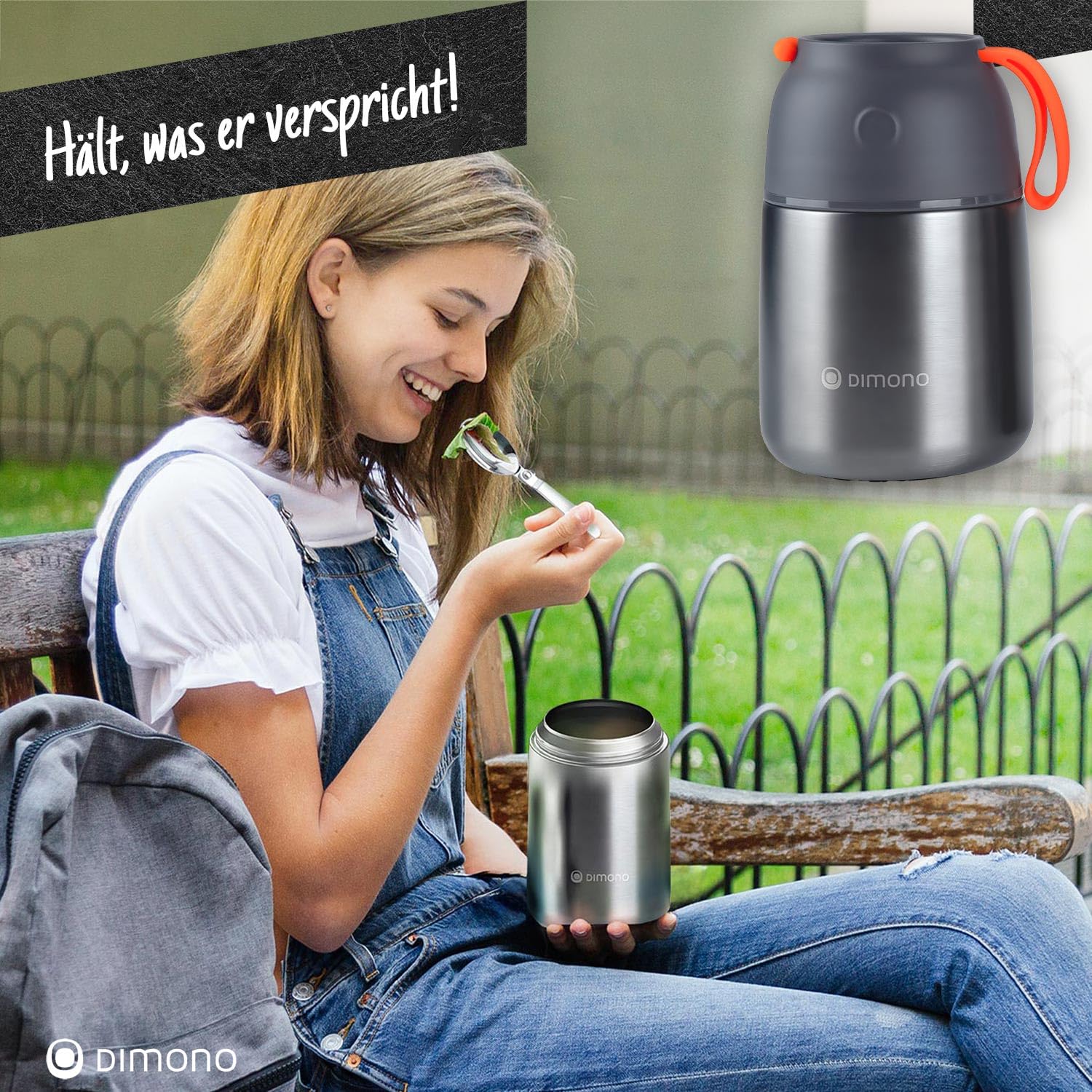 Dimono® Thermobehälter für Essen 500 ml – Thermo Lunchbox mit Löffel 5