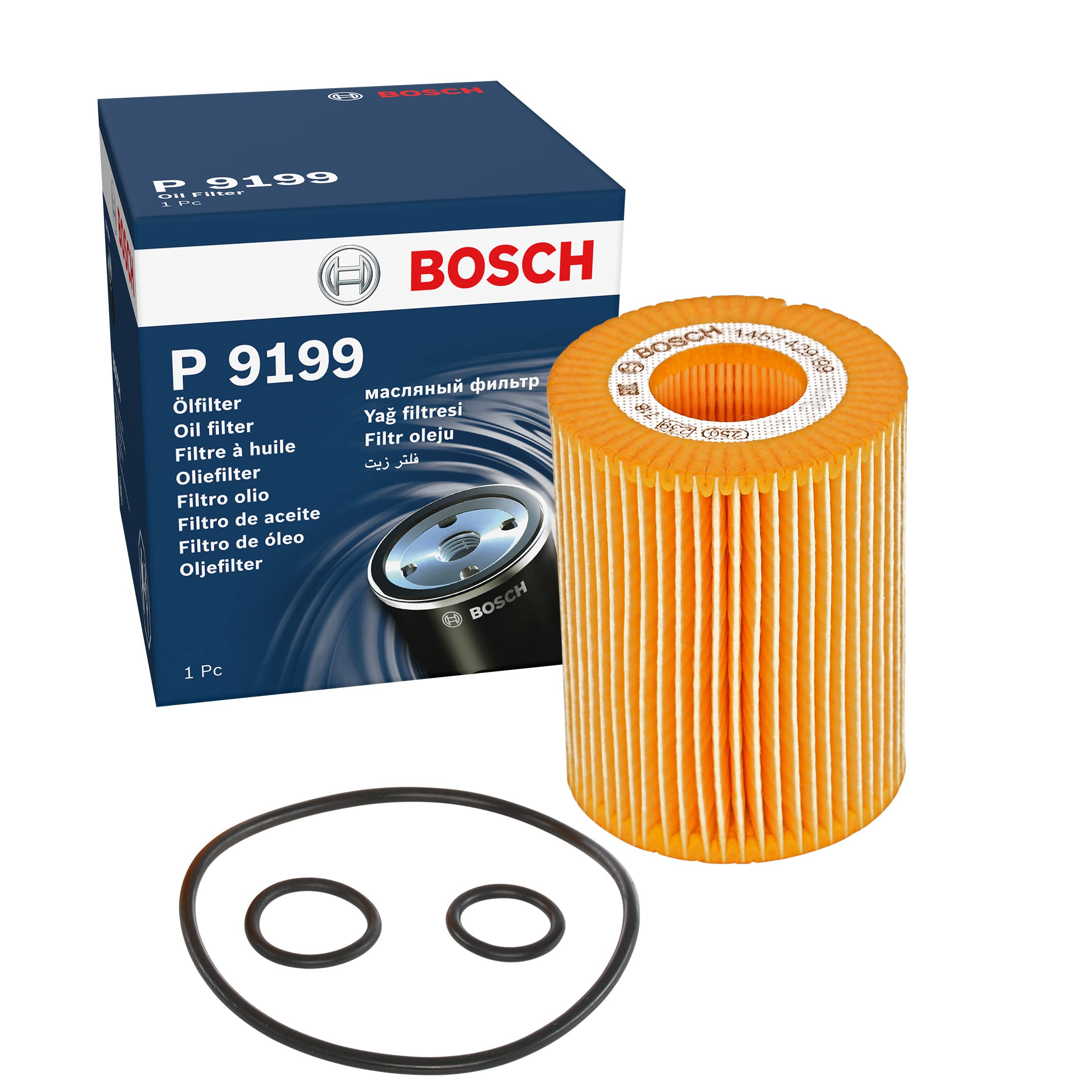 Bosch P9199 Car Oil Filter - Separates Soot and Metal Particles from Engine Oil - Provides Reliable Engine Lubrication