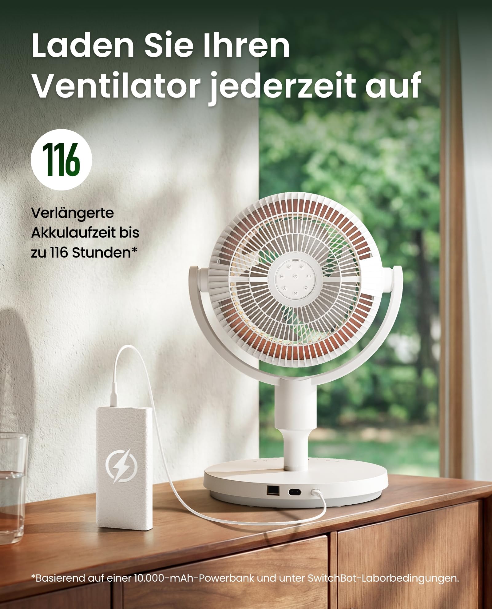 SwitchBot Standventilator mit Luftzirkulation mit RGB-Beleuchtung, 22 dB-ultra-leise, Fernbedienung, Matter via Hub, 9,15 m³/min Luftstrom, höhenverstellbar, 4 Modi, 9 Geschwindigkeiten, 9h-Timer 7