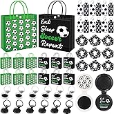 Liliaafar 48 Pcs Soccer Party Favors Set Soccer Team Gifts for Players, Birthday Party Supplies, Sports Accessories with Treat Gift Bags, Keychains, Hair Brush with Mirror, Scrunchies