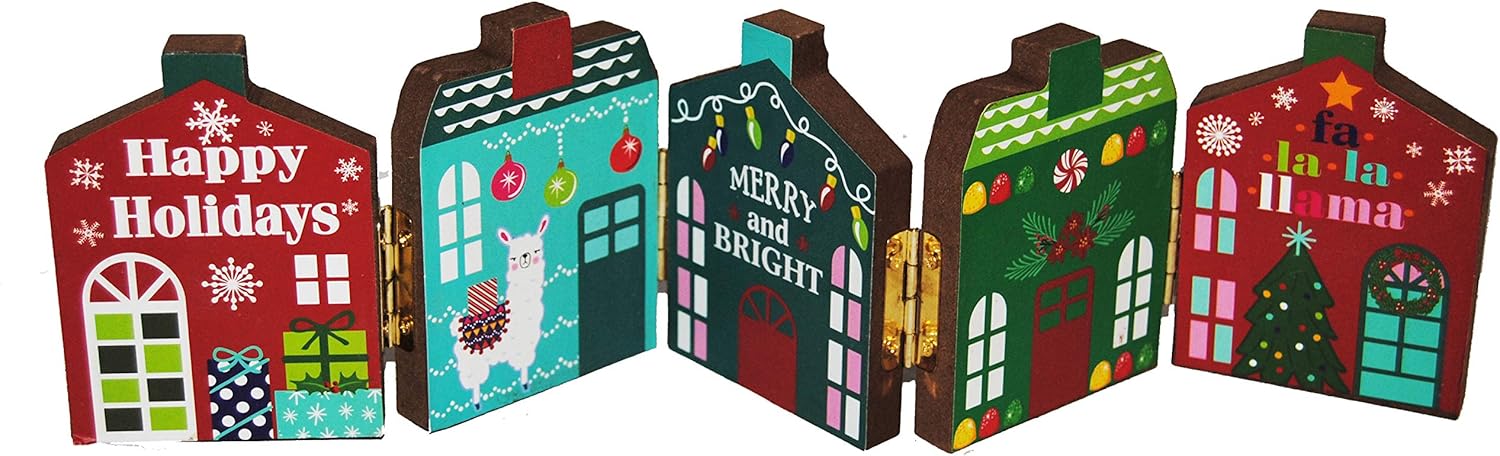Changing Seasons Christmas Holiday Row Festive Tabletop Houses