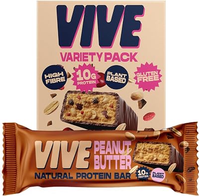 Vive Vegan Protein Bars Variety Pack 12 High Fibre Gluten Free