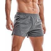 AMY COULEE Mens Gym Shorts 3" Bodybuilding Workout Shorts Lightweight Running Lounge Cotton Sleep Bottoms
