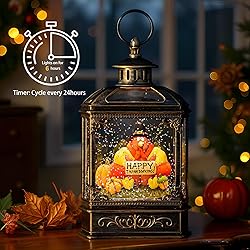 Fall Snow Globe Lantern - Thanksgiving Glittering