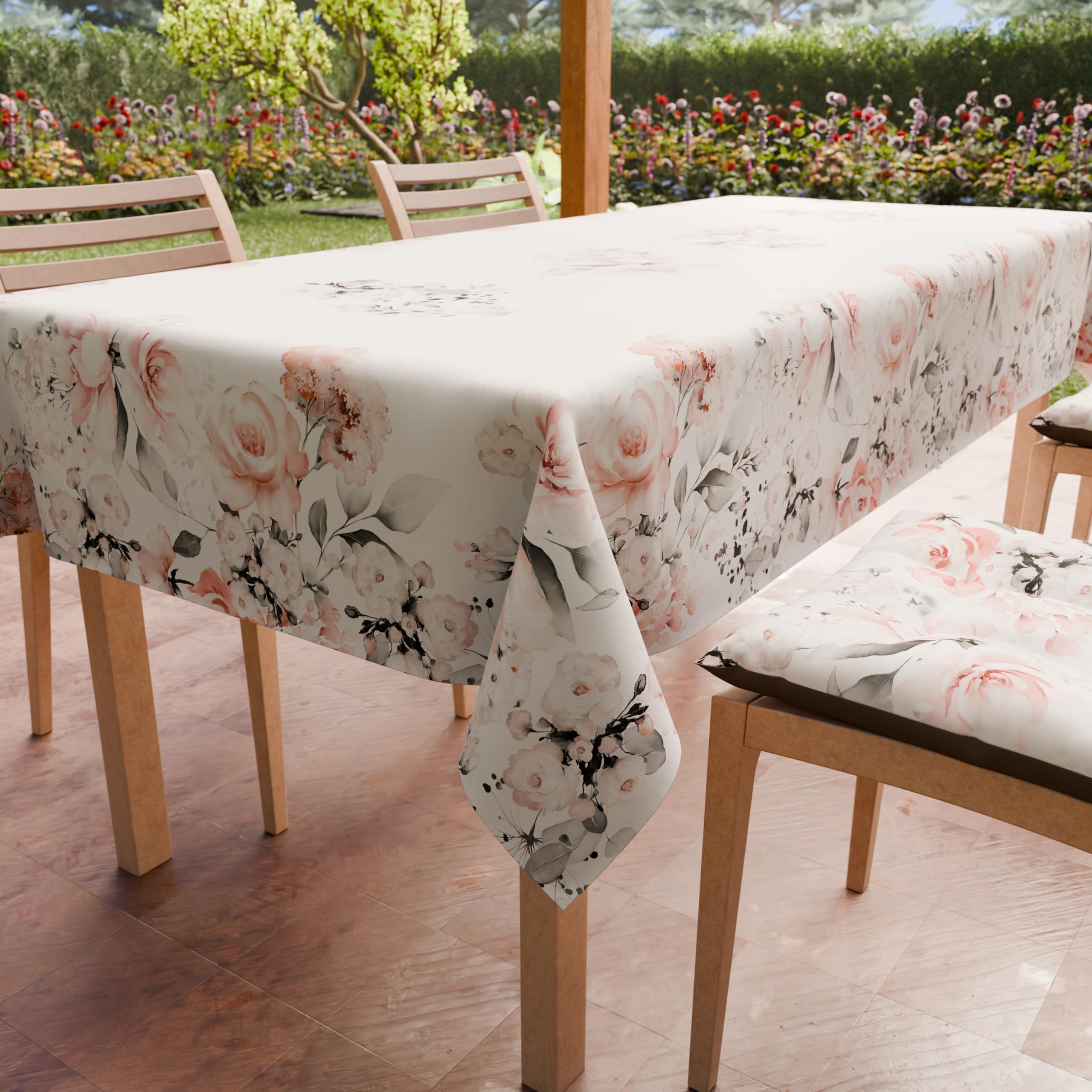 PETTI Artigiani Italiani - Stain Resistant Rectangular Tablecloth Kitchen Floral Design 17 x 12 Seater (140 x 240 cm) 100% Made in Italy