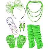 Missanabie 80S Fancy Dress Costume Accessories Headband Errings Fishnet Gloves Necklace Bracelt Leg Warmers Party Outfit Set
