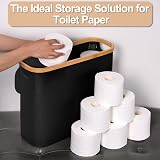 efluky 30L Bamboo Toilet Roll Storage with Lid Black view 6