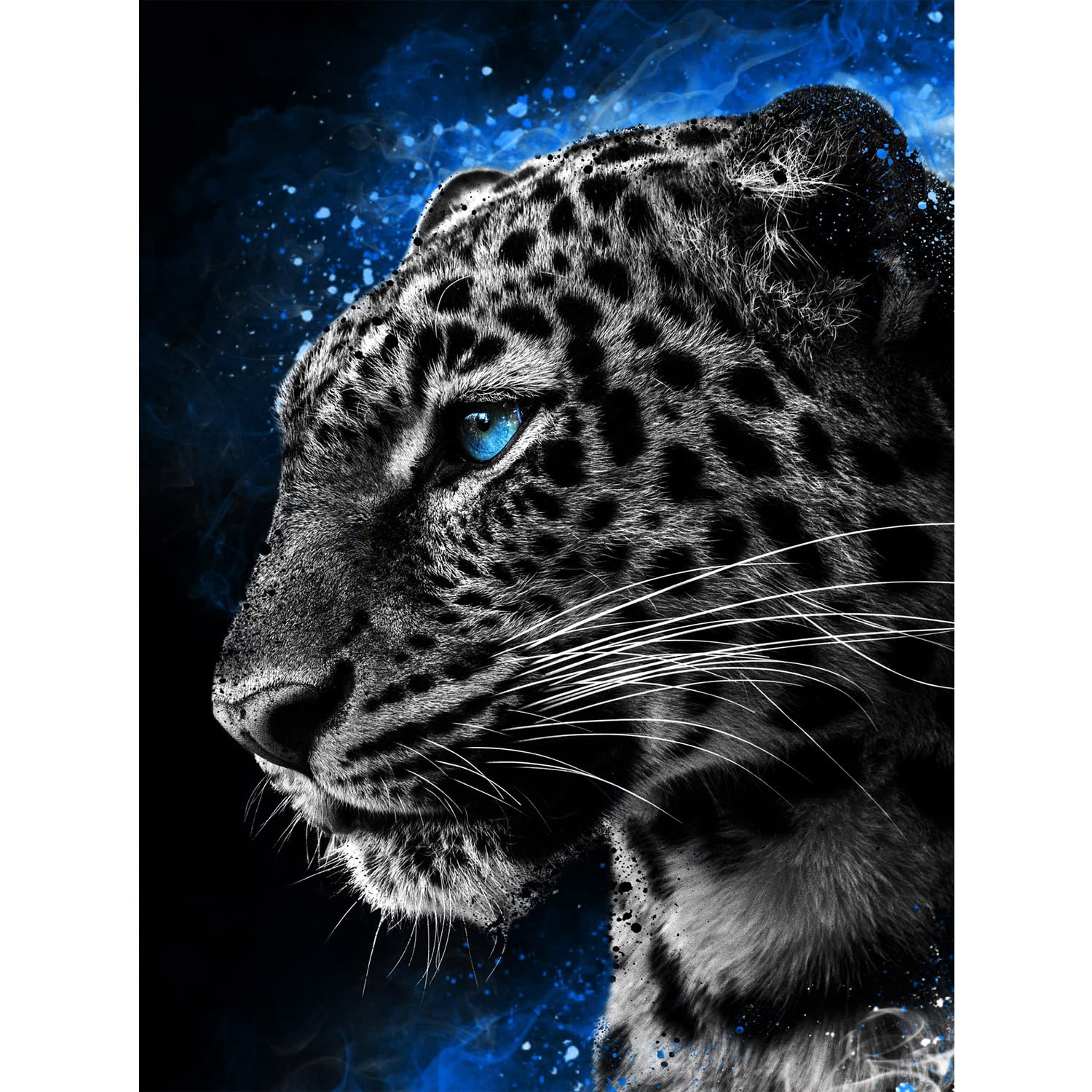 AIRDEA Diamond Painting Kits for Adults Kids, 5D DIY Leopard Diamond Painting Kits, Round Full Drill Leopard Diamond Art Kits Gem Art Painting Animal for Home Wall Decor 11.8x15.7 inch