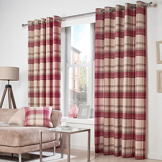 Just Contempo Tartan Wool Like Curtains And Cushions Amazon Co Uk