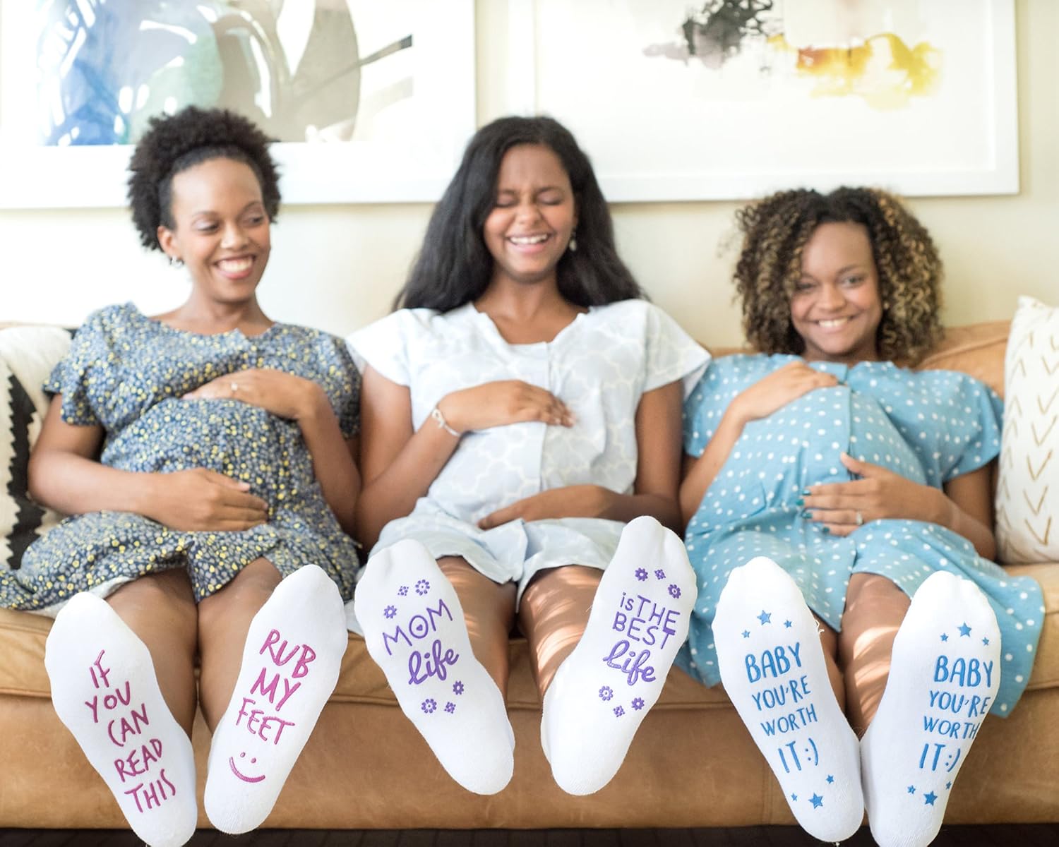 Kindred Bravely Labor and Delivery Inspirational Fun Non Skid Push Socks for Maternity -"Rub My Feet" at  Women’s Clothing store