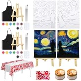 VOCHIC Sip and Paint Kit for Adults Couples Pre Drawn Canvas to Paint | Couples Date Night Idea Canvas Painting Kit Art Set Valentine 2 Pack Starry Sky 8