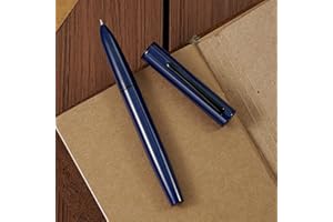 HONG DIAN Hongdian C1 Fountain Pen Fine Nib, Dark Blue & Classic Retro Design Metal Pen with Ink Converter