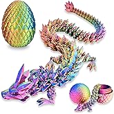 LOCYFENS 3D Printed Dragon Eggs with Dragon Inside, Rainbow Articulated 3D Dragon Toys with 3D Dragon Eggs, Crystal Dragon Red Yellow Blue