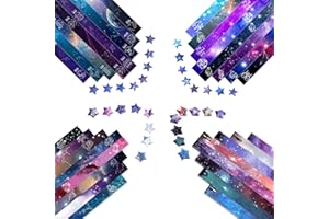 Wowagoga 2160 Sheets Origami Stars Paper with 4 Different Designs of Beautiful Outer Space Constellation Star Paper Strip Lucky Paper Stars for DIY Handmade Crafts