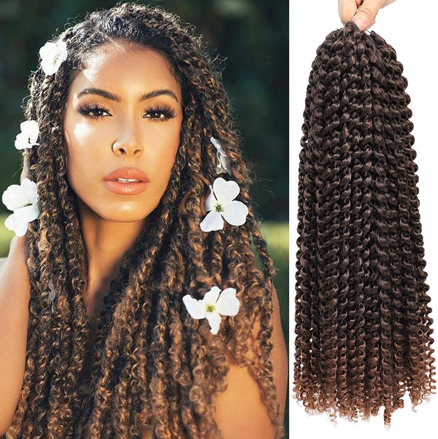 18 Inch 6 Packs Passion Twist Hair Bohemian Crochet Hair Bohemian Crochet Braids for Passion Twist Crochet Braiding Hair Water Wave Crochet Hair(22Strands/Pack,#T30)