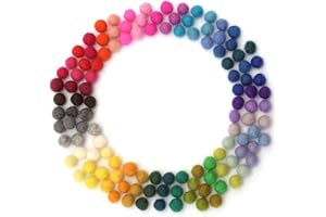 Glaciart One Felt Balls, Felt Wool Balls (120 Pieces) 1 Centimeter - 0.4 Inch, Handmade Felted 40 Color (Red, Pink, Blue, Gray, Black, White, Pastel and More) Bulk Small Puff for Felting and Garland