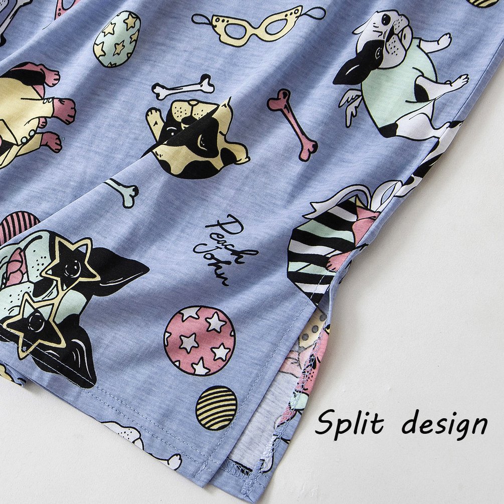 ENJOYNIGHT Women\'s Cotton Sleepwear Nightgown Long Sleeves Print Sleep Dress With Pockets (Puppy, Large)