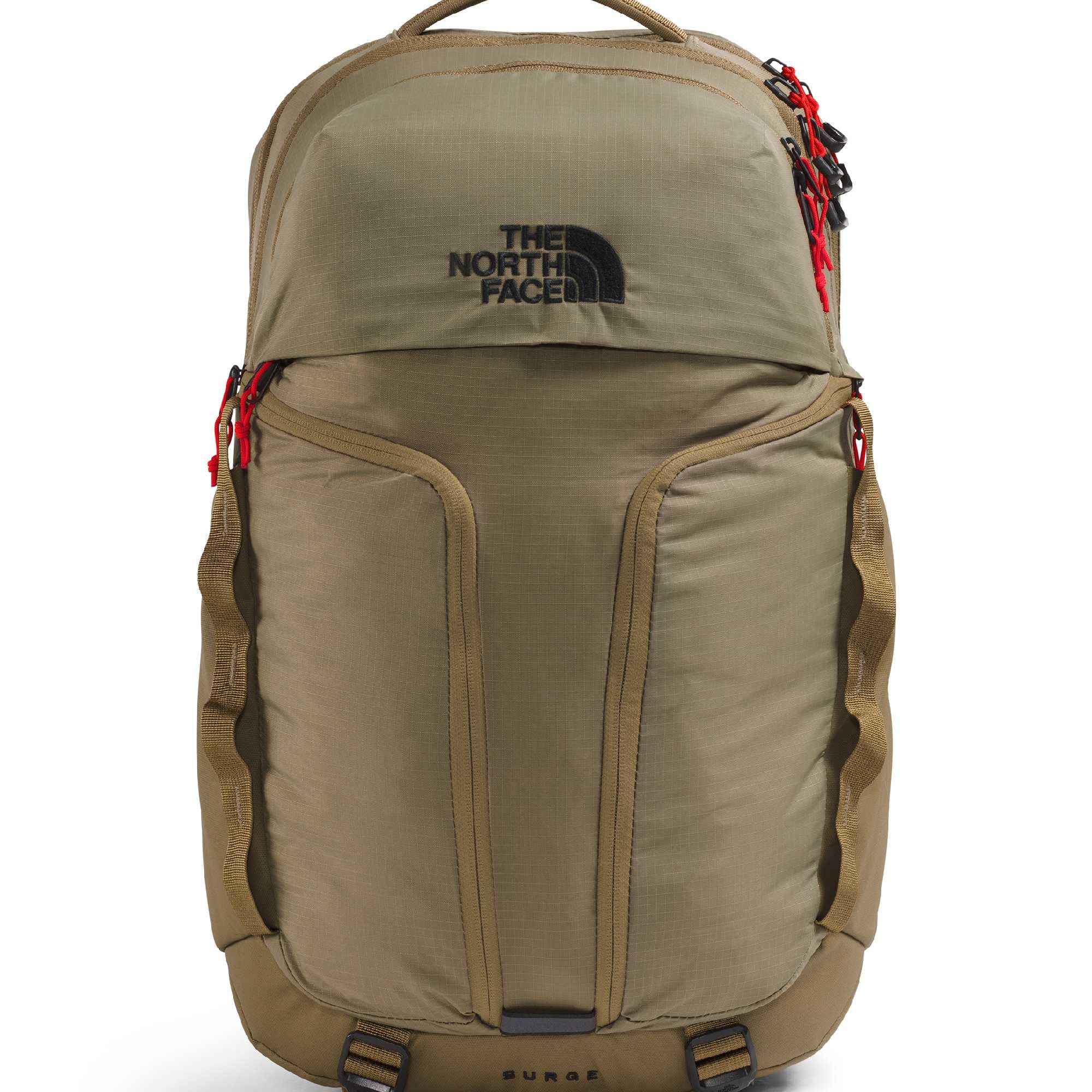 The North Face Surge Commuter Laptop Backpack - Daypack, Water Repellent, 15" Laptop Sleeve, Reflective Details, Cedar/Lava Red, One Size Image