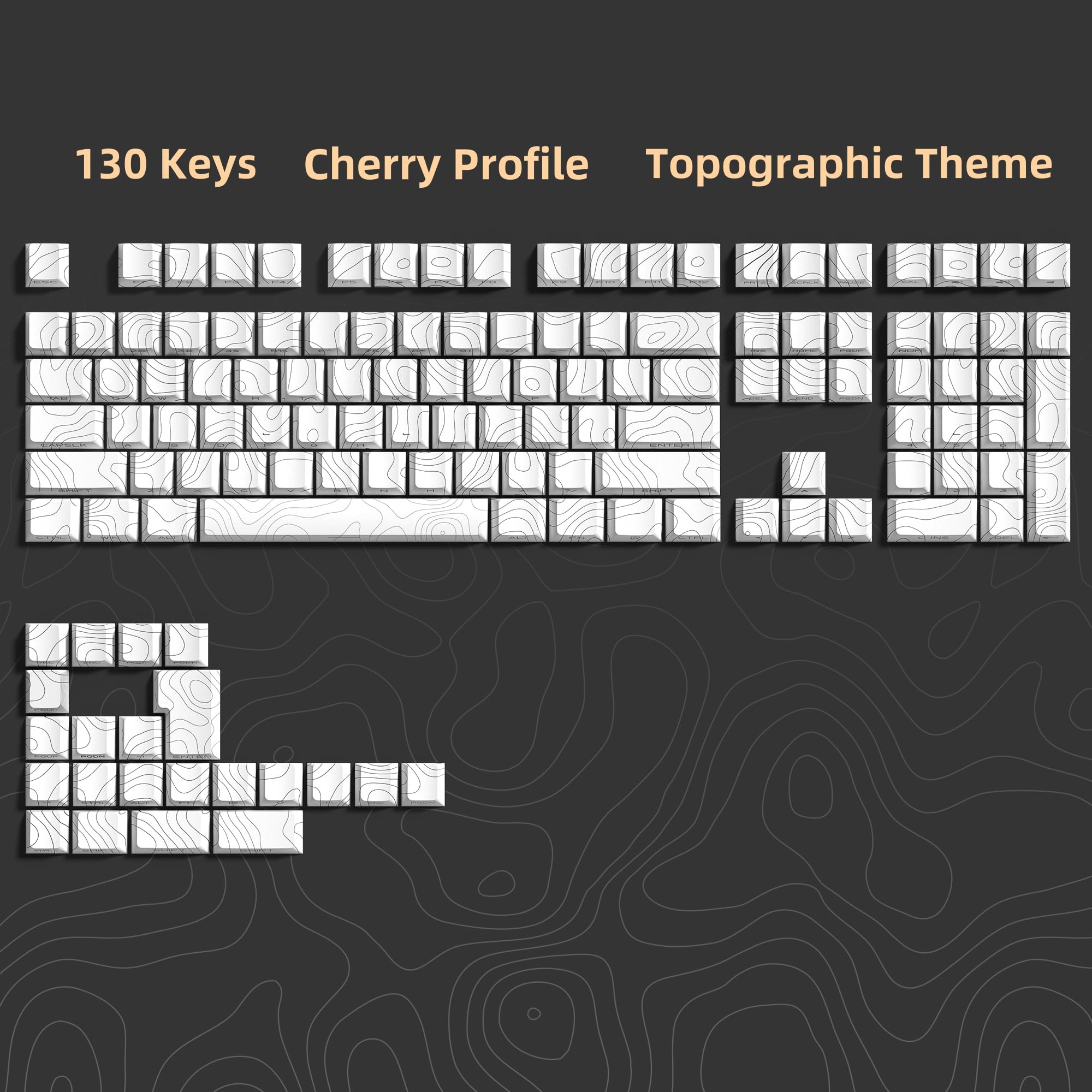 Touches Clavier Mécanique PBT Doubles Injection - 130 Touches, Profil Cherry, Translucides, Motif Coucher De Soleil - 6