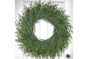 LZNPA 26 Inch Christmas Wreaths for Front Door Real Touch Large Xmas Winter Pine Cedar Wreaths for Windows Outdoor Indoor Christmas Holiday Home Yard Farmhouse Wall Front Door Porch Hanging Decor Clearance