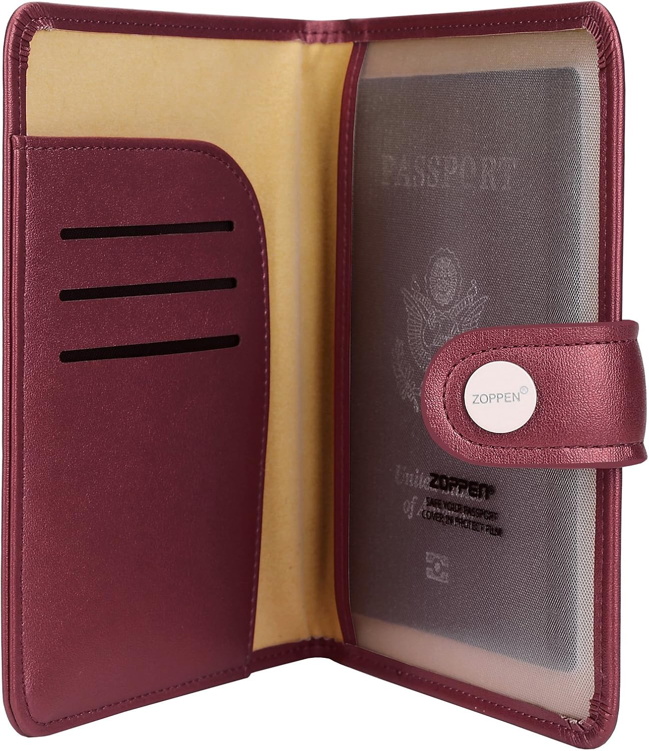  | Zoppen Passport Cover Rfid Blocking Travel Passport Wallet Slim Id Card Case (#36 Royal Red) | Passport Covers
