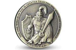 GIMILANG Divine Strength Warrior Christian Challenge Coin Armor Up with Faith Bible Verses Pocket Hug Token (Single Coin)