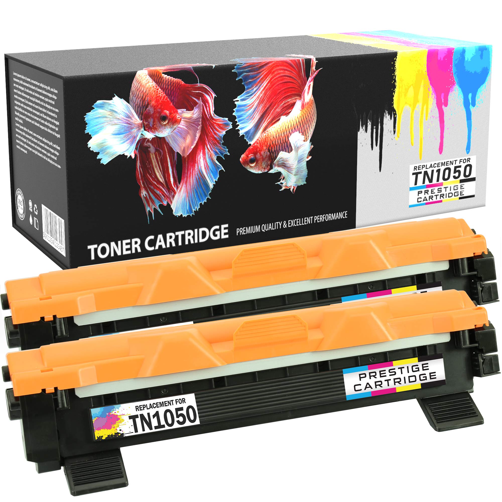 Prestige Cartridge TN-1050 Compatible Toner Cartridge for Brother HL-1200 HL-1112 HL-1110 DCP-1510 DCP-1512 DCP-1610 DCP-1610W MFC-1810 MFC-1910 - 2 Black