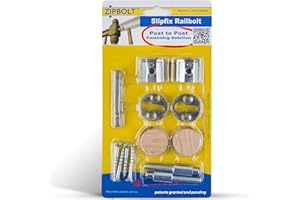 Zipbolt 13.810 Slipfix Railbolt — Staircase Handrail Post to Post Fastening Solution, Durable, Fast, and Easy Residential and Commercial Installation, New Construction and Remodels