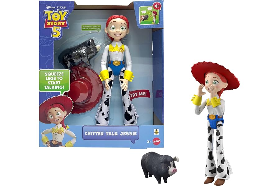 Mattel Disney and Pixar Toy Story 5 Critter Talk Jessie, 12 Inch Posable Action Figure Toy & Jimmy Dean, 35 Plus Movie Sounds & Phrases