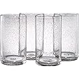 Artland 17oz Highball Tumbler, Set of 4 | Iris Seeded Design, Clear | Drinking Glass for Parties and Everyday Use - Mojito, Whiskey, Cocktail | Glassware & Kitchenware Essentials