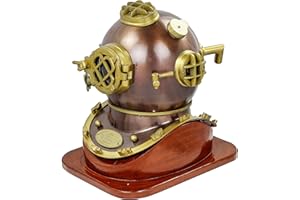 12" Scuba Diving Nautical Helmet | Maritime Ship's Decorative Helmet | Nagina International (12 Inches, Scutter Brown-On Base)