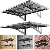 Brukid 2Pack 2x3ft Adjustable Metal Garage Wall Shelving Heavy Duty Garage Storage Shelf Wall Mounted Black