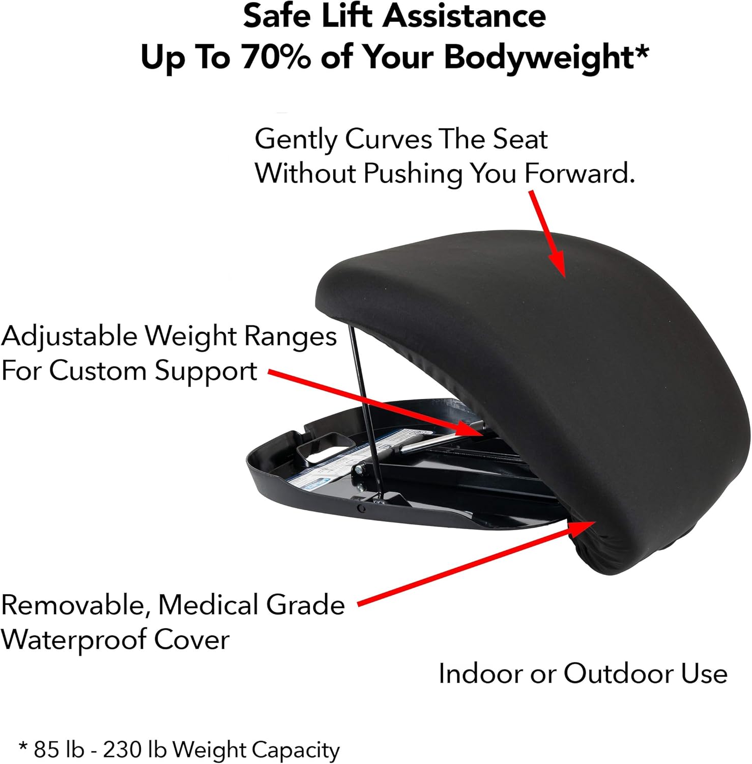 Carex Uplift Premium Seat Assist With Memory Foam - Chair Lift And Sofa Stand Assist - 70% Seat Lift Assistance Up To 230lbs, Standard: Health & Personal Care