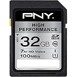 PNY 32GB High Performance Class 10 U1 SDHC Flash Memory Card - 100MB/s read, Class 10, U1, Full HD, UHS-I, Full Size SD
