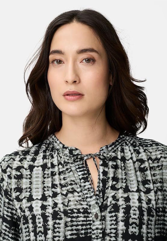 Damen Langarm Kleid aus Reiner Viskose Kaviar AOP, Womenswear-S