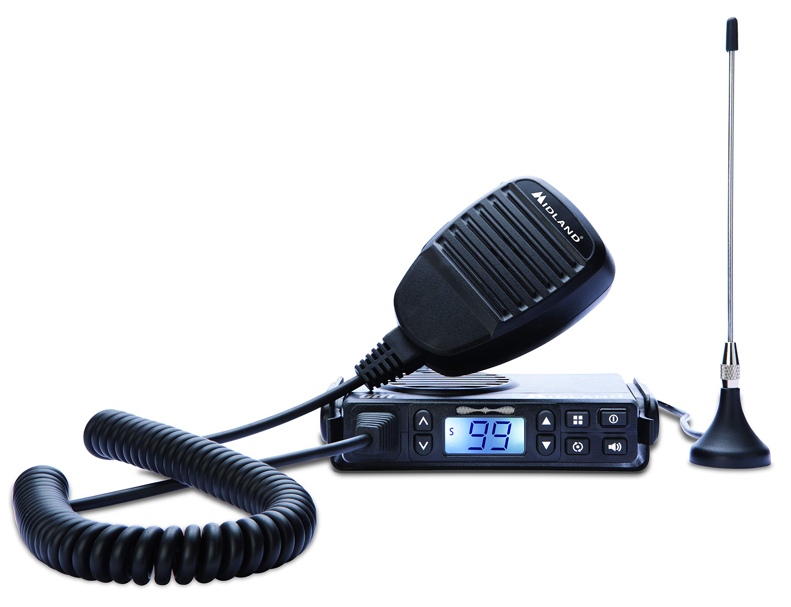 Midland - GB1-R Vehicle Transceiver Radio, 99 PMR446 Channels (8+91 Programmable CTCSS), Compatible with PMR Walkie Talkies - Magnetic Antenna, 12V Power Supply, Microphone & Mounting Bracket Included
