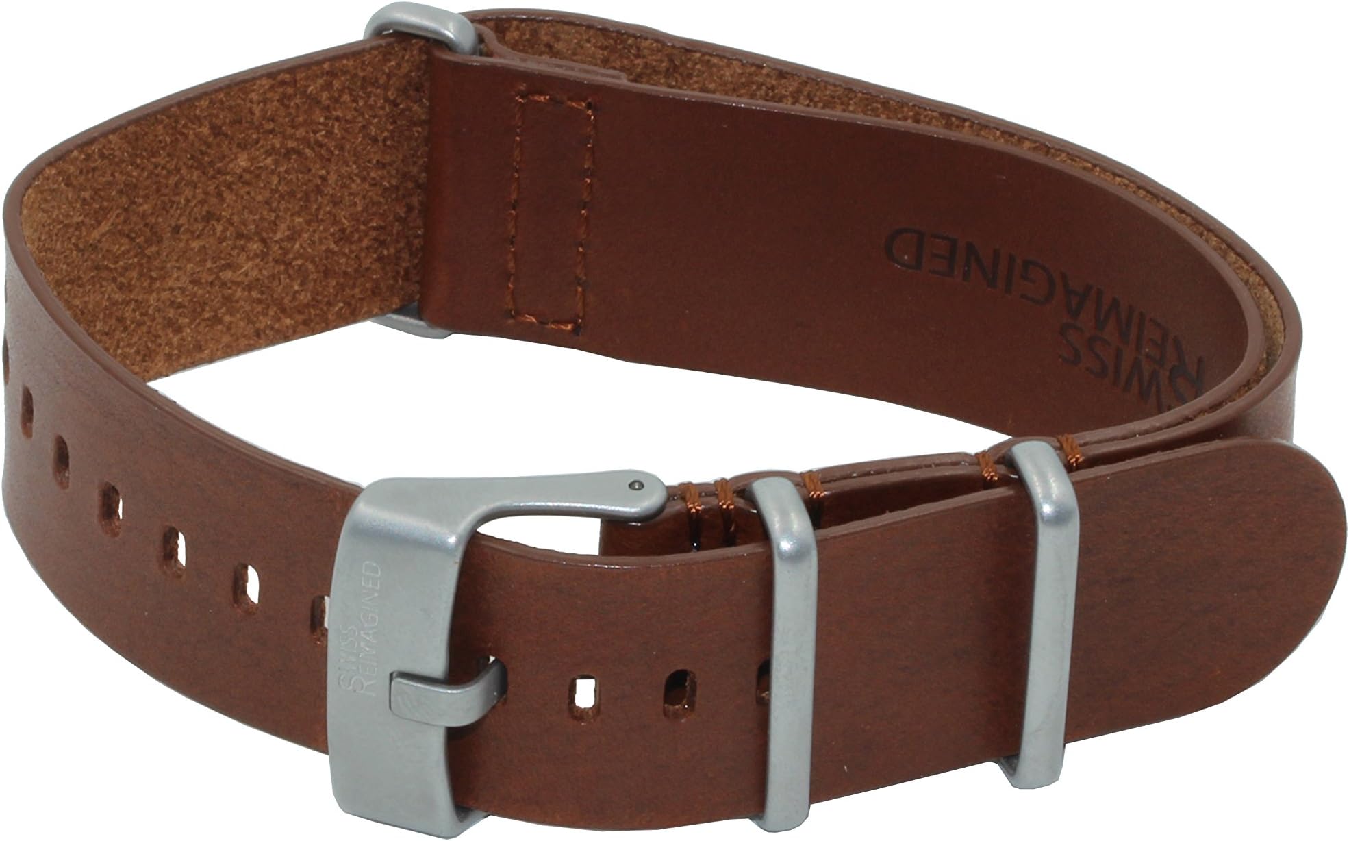 Genuine Leather NATO Style Watch Band with Stainless Steel Buckle