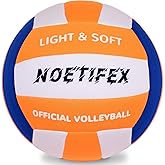 Noetifex Soft Volleyball-Super Soft Fabric Light Volleyball for Indoor Practice Safe and Quiet Kids Youth Beginners House Yard Training Practice Games(Deflated)
