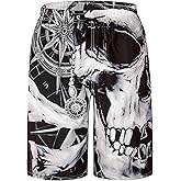 Mens Swim Trunks Quick Dry Board Shorts with Mesh Lining, Breathable Fit Print Beach Shorts Swimwear Bathing Suits