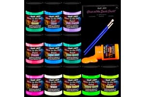 HOMY ARTY Fabric Paints, Glow in the Dark Paint -12 Colors x 20ml Long-Lasting Luminous Glow Acrylic Paint for T-Shirt, Canvas, Art Supplies, DIY Decoration